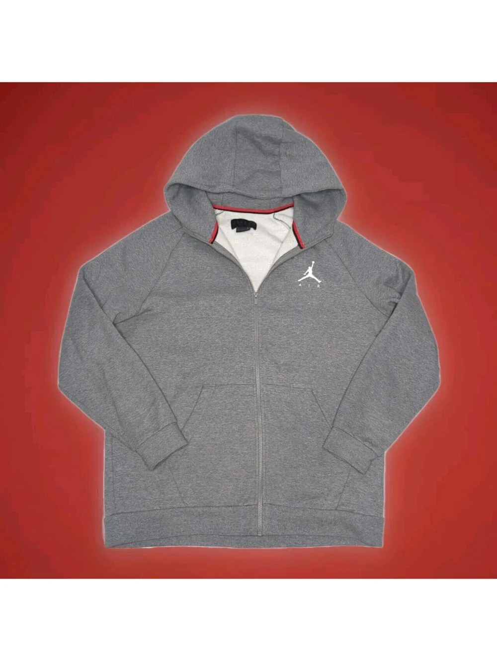 Nike Air Jordan Hoodie Mens XL Gray Jumpman Fleece Full Zip Jacket X-Large